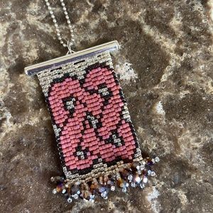 Celtic Knot necklace hand beaded Swarovski Crystal accent sterling silver chain